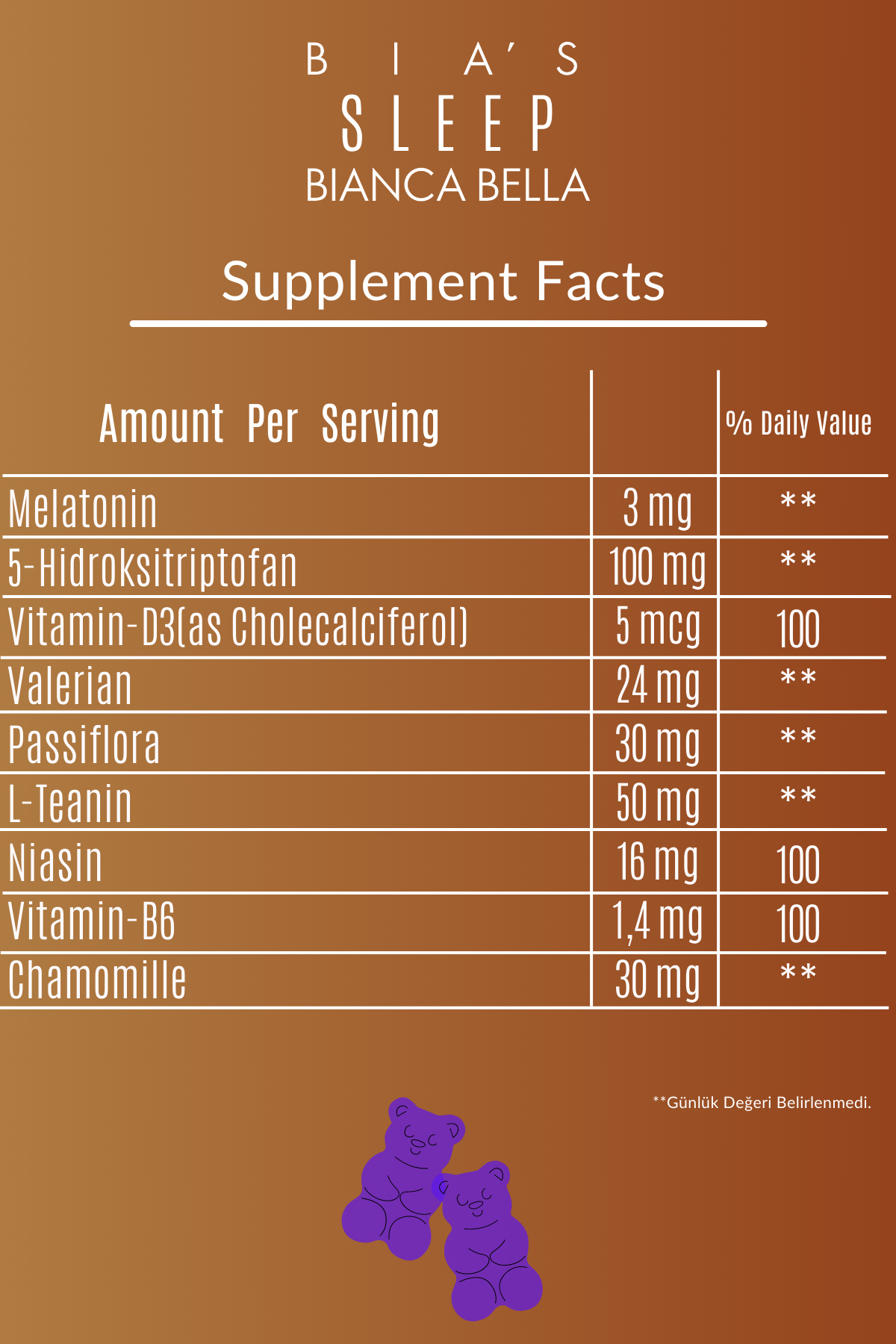 Bianca Bella Sleep Gummy Vitamin 60 adet